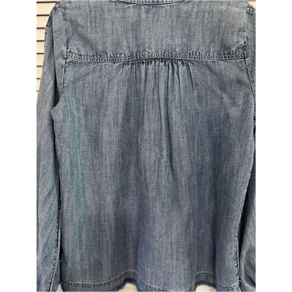 ANTHROPOLOGIE Pilcro Denim Pintuck Henley Blouse - Picture 8 of 14